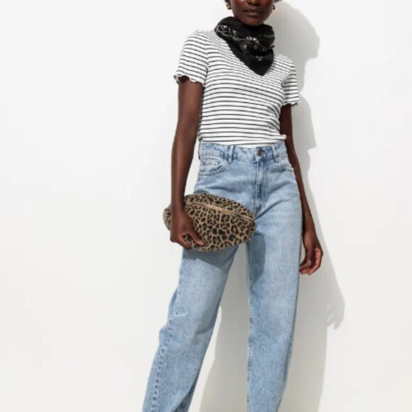 anthropologie W5 black and white stripe pull over crop top with bell sle… - Picture 7 of 8